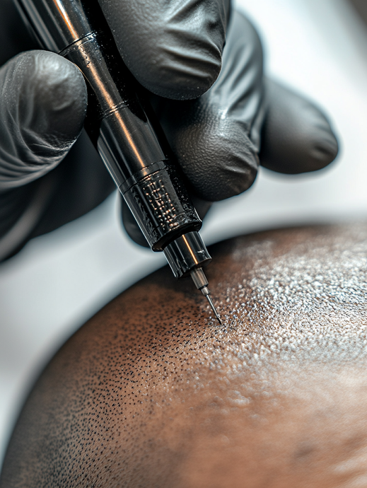 Scalp Micropigmentation result — natural follicle replication at Top Drawer Barbers Cambridge